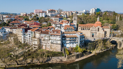 Fototapeta na wymiar Aerial view of the city of Amarante, Portugal. Historic center of Amarante