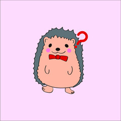 Hedgehog with question mark and ribbon