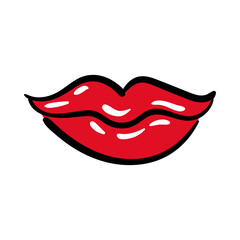 sexi mouth pop art line and fill style icon