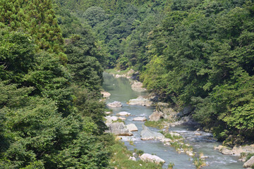 Valley of the summer in Japan, Sanbasekikyo - 376151580