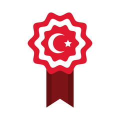 cumhuriyet bayrami moon and star symbol in medal ribbon flat style