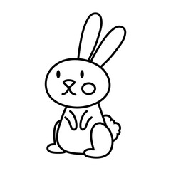 mid autumn cute rabbit line style icon