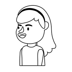 little student girl avatar character line style icon