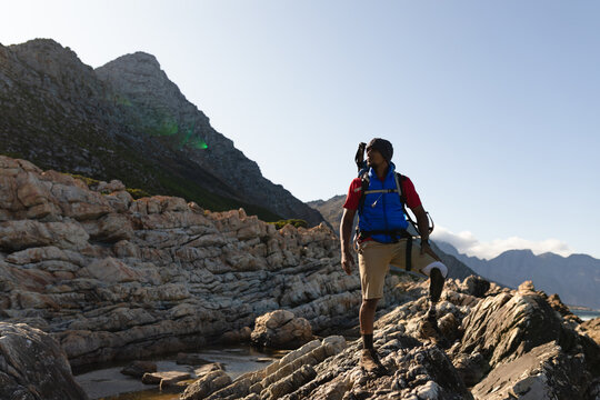 Black African American Male athlete with prosthetic leg
