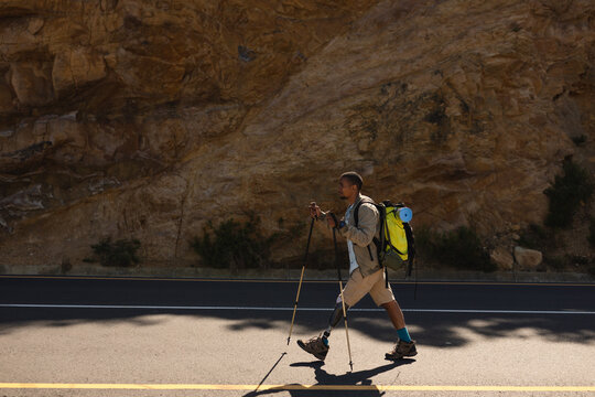 Black African American Male athlete with prosthetic leg