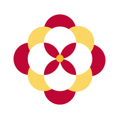 mid autumn yellow and red colors flower flat style icon