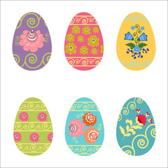 Easter eggs with flowers in Khokhloma style