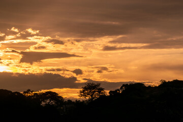 Fototapeta na wymiar Silutea mountain sunset cloudiness, winter time distant rains.
