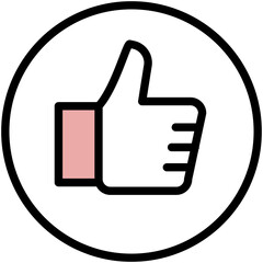 ピンクの親指を立てたOKマークのベクターアイコン