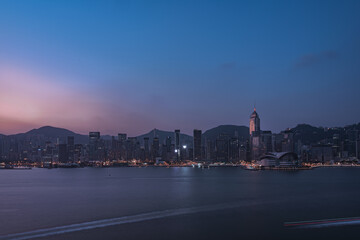 Cityscape and skyline at Victoria Harbour in Hong Kong city