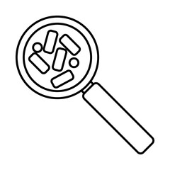 magnifying glass with bacteria culture line style icon