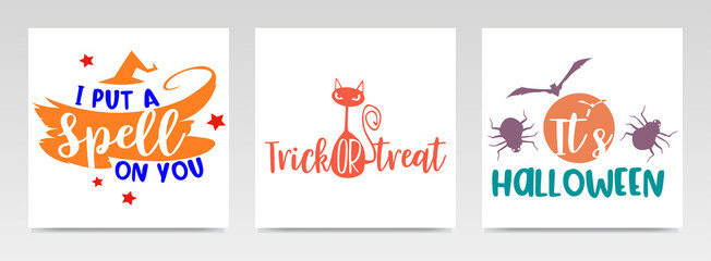 Halloween quotes letter typography set illustration.