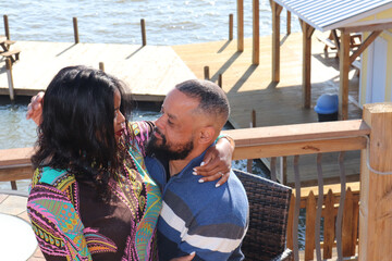 romantic couple at the lake