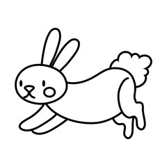 mid autumn cute rabbit jumping line style icon