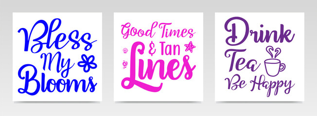 Summer quotes letter typography set illustration.