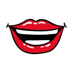 sexi mouth and teeth pop art line and fill style icon