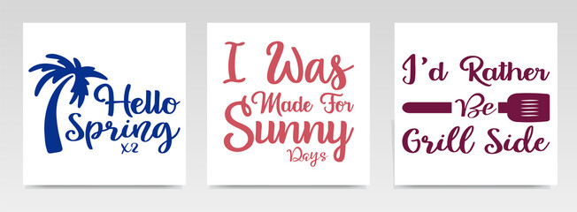 Summer quotes letter typography set illustration.