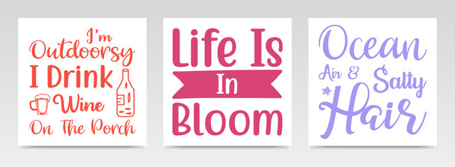Summer quotes letter typography set illustration.