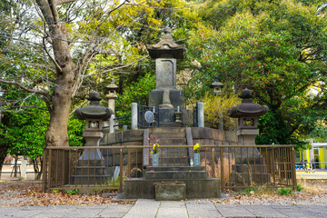Tomb of Shogitai Warriors or Funeral monument to the Shogitai in Ueno Park, Tokyo, Japan