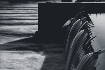 Weir black and white long exposure.