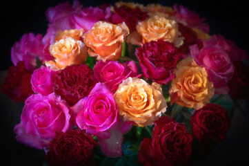 Rose bouquet edited to look like impressionist painting