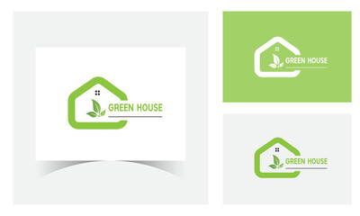 Green House Logo Design Template.