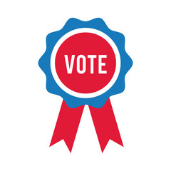 vote word in medal ribbon usa elections flat style icon