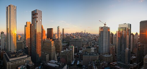 New York City Manhattan skyline during sunset