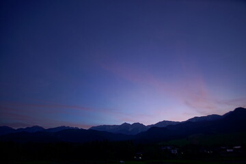 purple sunset in the mountains, Japanese alps, Hakuba, Japan