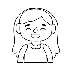 little student girl avatar character line style icon