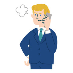 スーツ　男性　ブロンド　外国人　怒っている　パソコン
