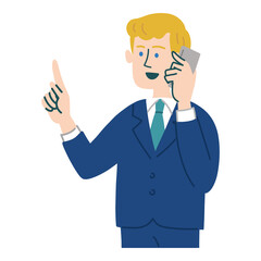 スーツ　男性　外国人　ブロンド　携帯電話　スマホ　提案
