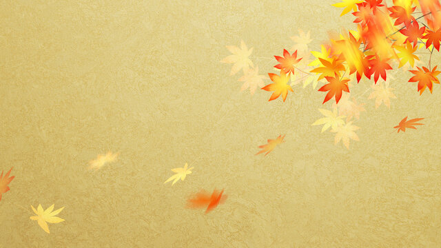 Golden background with the image of autumn in Asia
