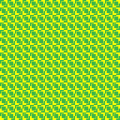 Cotton fabric seamless abstract pattern squares yellow on a green background. Vector image