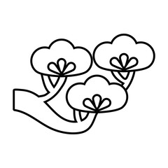 tree branch with flowers blue color line style icon