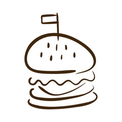 hamburger fast food line style icon