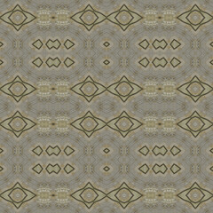 Mosaic seamless pattern with abstract ornament in gray olive tones. Texture for textile or home interior decor.