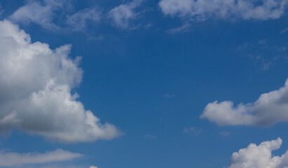 Clear blue sky with beautiful cloudscape, white clouds nature background