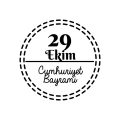 cumhuriyet bayrami celebration day with 29 number in seal stamp silhouette style