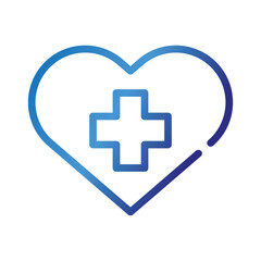 heart love symbol with cross gradient style icon