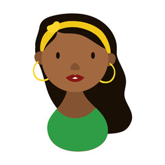 afro woman character national hispanic heritage flat style icon