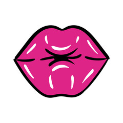 sexi mouth pop art line and fill style icon