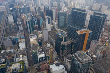 Fototapeta premium Top view of Hong Kong city