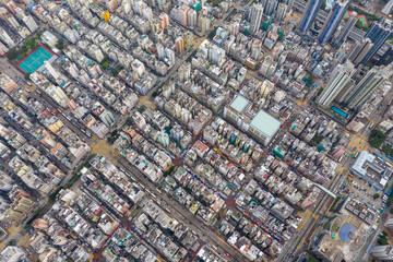 Top view of Hong Kong city