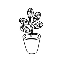 house plant in ceramic pot line style icon