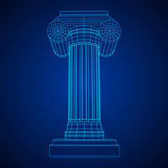 Greek ionic column. Ancient pillars.