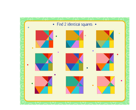  logic game for children. find 2 identical squares