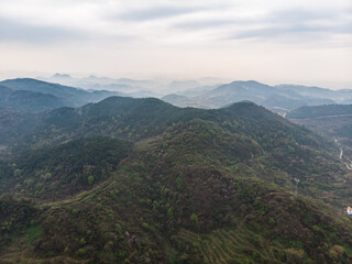 Fototapeta na wymiar Spring aerial photography scenery of Hubei Daye Zhaoshan Forest Park