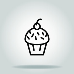 cupcake icon or logo in  outline
