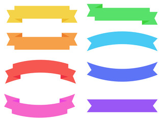 Colorful and simple ribbon banner set. Vector illustration.